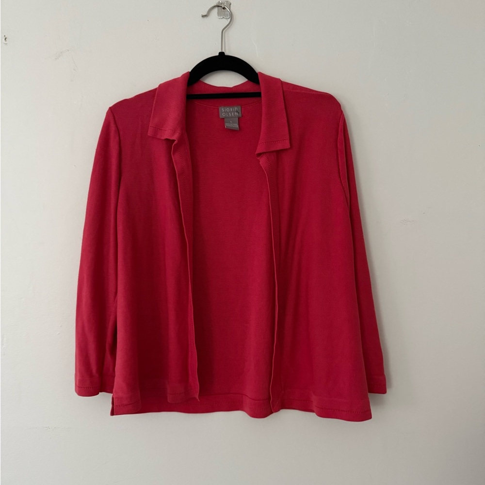Sigrid Olsen Vibrant Pink Open Front Cardigan